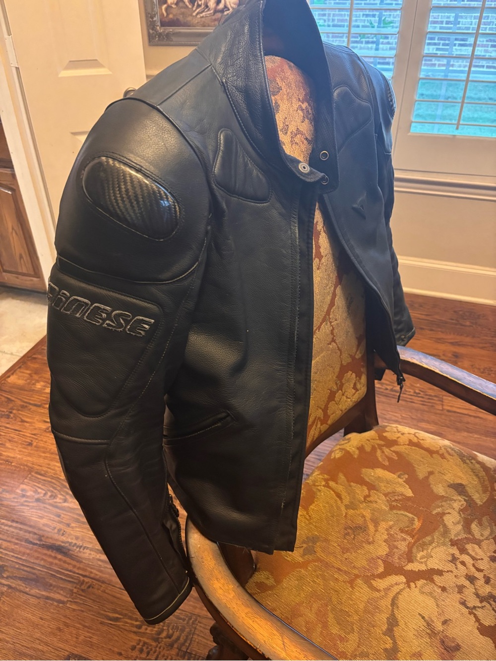 Dainese Men's Black Leather Bomber Motorcycle Jacket